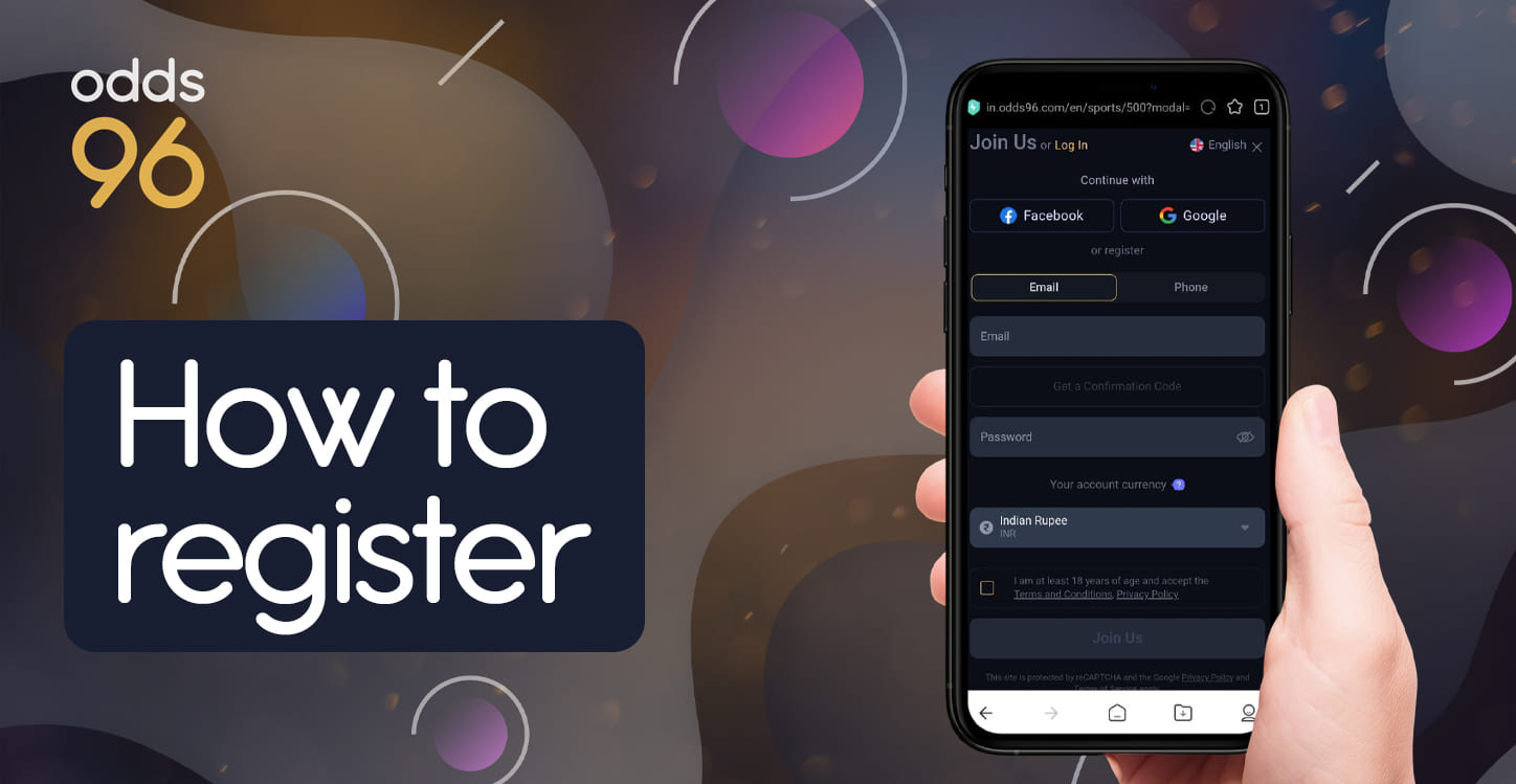 Step-by-step instructions for registering a new account on Odds96