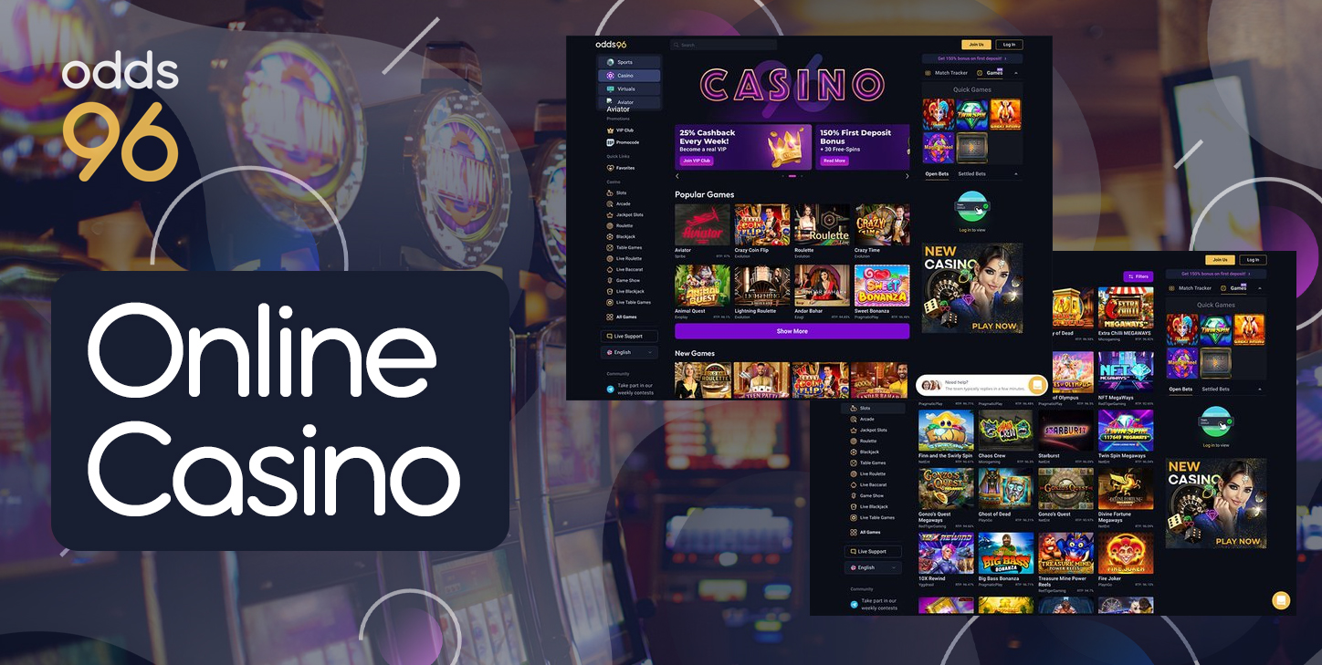 Features of the online casino section at Odds96 